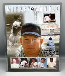Mickey Mantle #7 Picture Sign 8 X 10 With Stamps