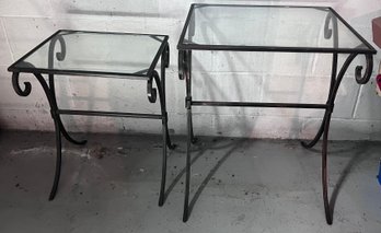 Glass Top Metal Base Nesting Tables - 3 Piece Lot