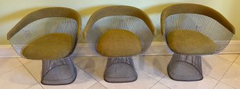 Mid-century Knoll Warren Platner Upholstered Armchairs - 3 Total - Olive Green
