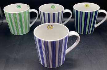 Trish Richman 2007 Set Of 4 Striped Mugs