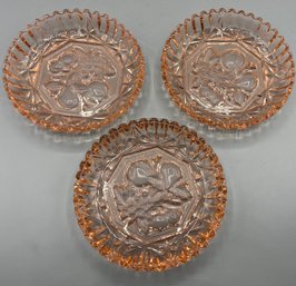 Federal Glass Co. Pink Depression Glass Fruit Pattern Trinket Dishes - 3 Total