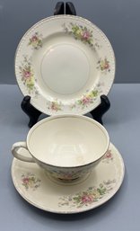Homer Laughlin Georgian Pattern Eggshell Porcelain Teacup Set - 3 Pieces Total - Made In USA