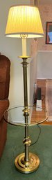 Polished Brass 3-way Setting Glass-top End Table Lamp