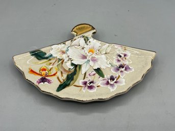 Toyo Hand Painted White Orchid Pattern Ceramic Trinket Dish - Made In Japan