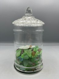 Assorted Sea Glass With Glass Canister