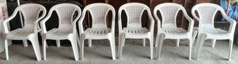 Outdoor Resin Stackable Chairs - 6 Total