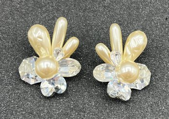 Faux Pearl/crystal Costume Jewelry Clip-on Earring Set