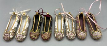 Decorative Enamel Ballet Shoe Ornament Decor - 4 Sets Total