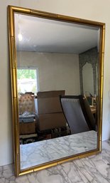 Gold-tone Bamboo Style Wood Framed Wall Mirror