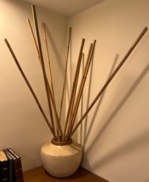 Decorative Ceramic Planter With Bamboo Sticks