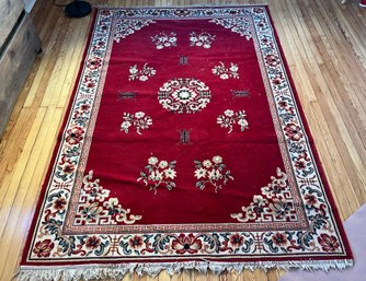 Bellestan Belleair Collection Imported Oriental Chinese Red Design Worsted Wool Pile Rug - 8FT 3 IN X 5FT 7 IN
