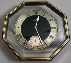 Howard Miller Octagon Wall Clock With Gold Finishes- Needs New Batteries