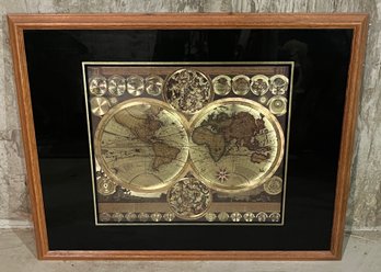 World Globe Gold Foil Framed Print