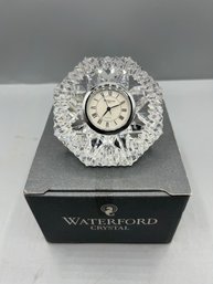 Waterford Crystal Diamond Paperweight Desk Clock - Box Included