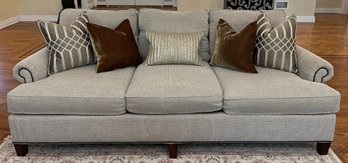 Bernhardt Furniture Cushioned Studded Sofa With Throw Pillows