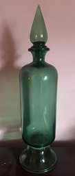 EMPOLI Style Vintage Italian Hand Blown Green Decanter