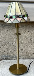 Decorative Metal Table Lamp With Stained Glass Shade