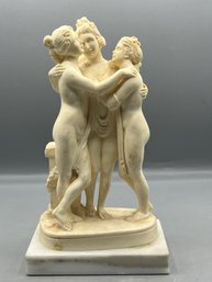 Handcrafted Alabaster Figurine With Marble Base - The Three Graces