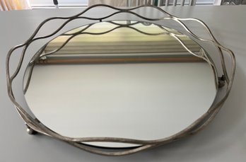 Mirrored Footed Metal Tray