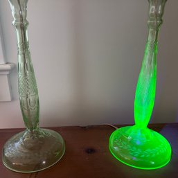 Uranium Glass Table Lamps- Pair