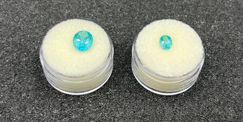 Neon Apatite Faceted Gemstones - 2 Total - 3.85 CT Total