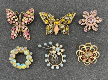 Vintage Costume Jewelry Brooch/pins - 6 Total