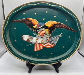 Decorative Hand Painted American Eagle Metal Serving Tray