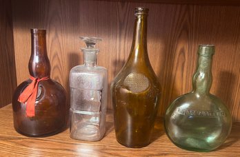 Vintage Glass Bottle Collection- 4 Bottles