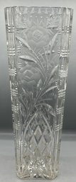 Large Cut Crystal Floral Pattern Vase