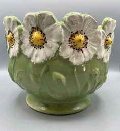Vintage Hand Painted Ceramic Floral Planter