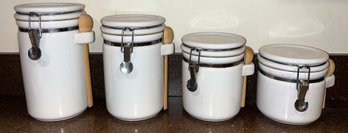 Ceramic Canister & Spoon Set - 4 Total