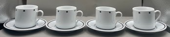 Sasaki Metropolis Black Fine China Demitasse Set -  Box Included - 8 Pieces Total - Made In Korea