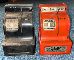 Vintage Uncle Sams 3 Coin Register Bank Toys - 2 Total