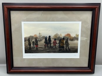 Artist Signed Watercolor Lithograph Framed