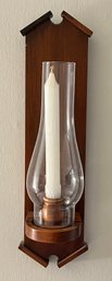 Quality Woodcraft Inc Wooden Candlestick Wall Sconces With Glass Dome - 2 Total
