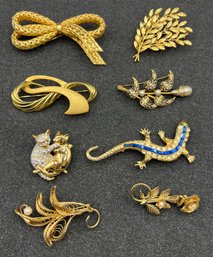 Vintage Costume Jewelry Brooch/Pins - 8 Total