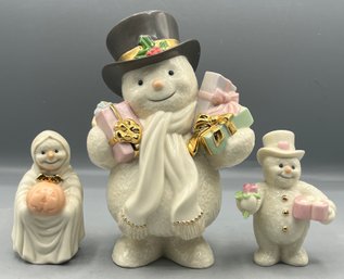 Lenox Classic Snowman Collection - Special Delivery - Ivory Fine China Figurines - 3 Total - Box Included