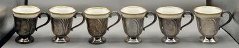 Sterling Demitasse Set With Lenox Porcelain Inserts - 7 Total - 12.39 OZT Total