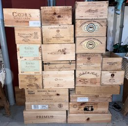 Assorted Wooden Wine Boxes - 24 Total