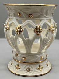 Lenox Illuminations Collection Florentine & Pearl Pattern Porcelain Votive Holder