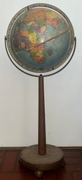 Vintage Replogle World Globe With Wooden Stand