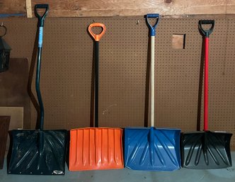 Assorted Plastic Snow Shovels - 4 Total