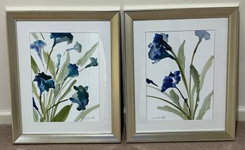 Signed Watercolor Floral Framed Prints - 2 Total