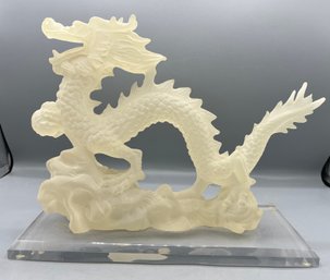 Frosted Resin Dragon Figurine With Lucite Base