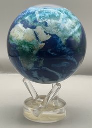 Lucite Satelite View Of Earth With Clouds And Lucite Base