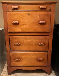 Vintage Solid Wood 3 Drawer Chest With Storage - Key Not Included