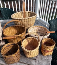 Handmade Woven Baskets- Assorted Sizes Lot Of 6
