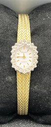 Gruen Quartz Gold-tone Diamond Embellished Womens Cocktail Watch -#237-1874