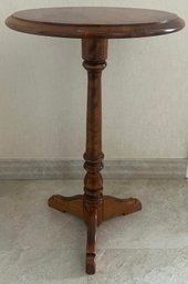 Ethan Allen Table Round Wood Pedestal Plant Stand