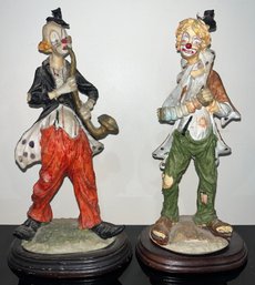 Pucci Arrant Hobo Clown Figurines With Wooden Base - 2 Total